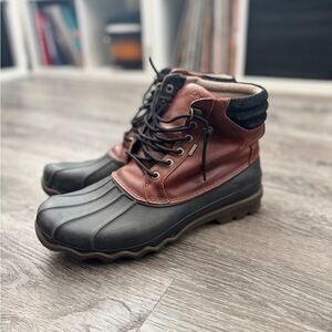 Men's Sperry Brown and Black Waterproof Duck Boots - Classic Lace-Up